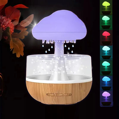 Rain Cloud Humidifier & Aromatherapy Lamp - Colorful Mushroom Cloud, Night Light, Essential Oil Diffuser, Raindrop Atmosphere Lamp