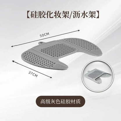 Assistive Tool for Cosmetics - Foldable Sink Cover with Silicone Makeup Brush Cleaning Pad Bathroom Storage  Bathroom Shelf