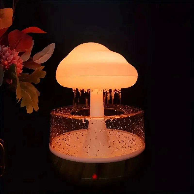 Rain Cloud Humidifier & Aromatherapy Lamp - Colorful Mushroom Cloud, Night Light, Essential Oil Diffuser, Raindrop Atmosphere Lamp