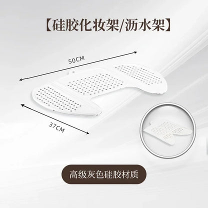 Assistive Tool for Cosmetics - Foldable Sink Cover with Silicone Makeup Brush Cleaning Pad Bathroom Storage  Bathroom Shelf