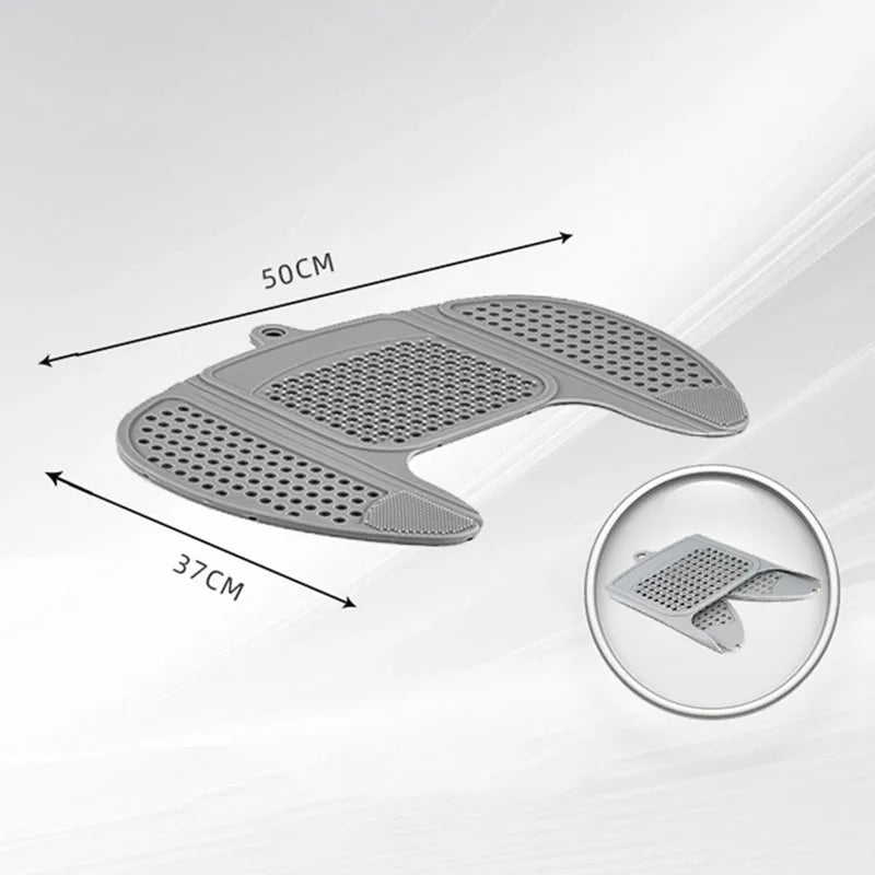 Multi-Function Collapsible Sink Cover & Silicone Makeup Pad with Bathroom Storage Rack