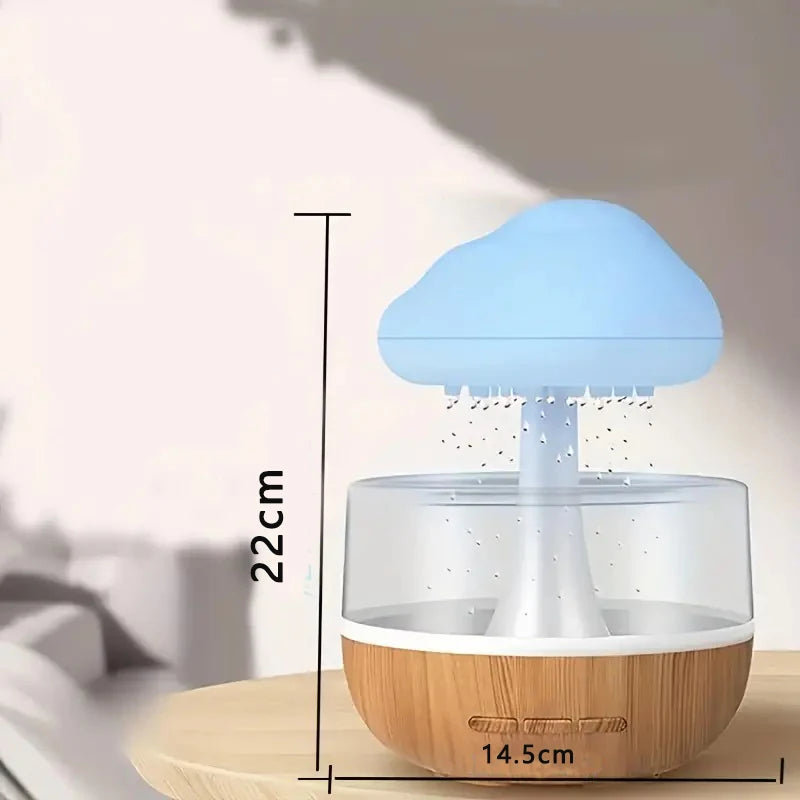 Rain Cloud Humidifier & Aromatherapy Lamp - Colorful Mushroom Cloud, Night Light, Essential Oil Diffuser, Raindrop Atmosphere Lamp