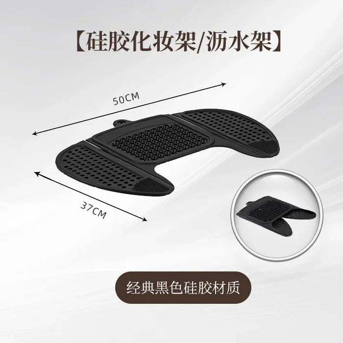 Assistive Tool for Cosmetics - Foldable Sink Cover with Silicone Makeup Brush Cleaning Pad Bathroom Storage  Bathroom Shelf